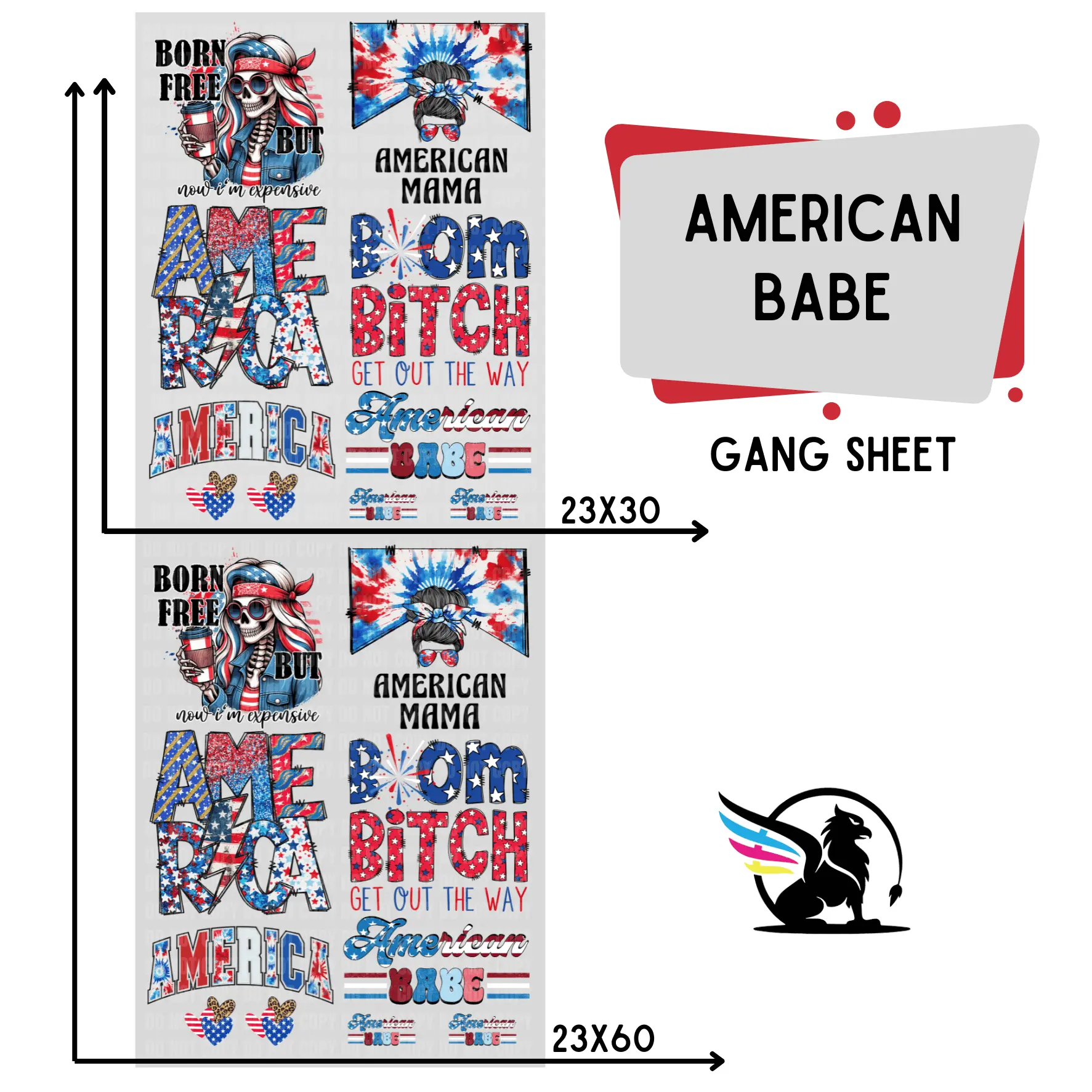 American Babe | Premade DTF Transfer Gang Sheet For Graphic Tees