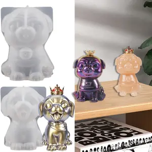 2 Pack Crown Dog Mold Dog Candle Mold Animal Mold Dog Resin Casting Mold Resin Making Molds Silicone Mold for Candle Home Decorate Mold Candle Making Mold 3D Animal Mold Clay Mold