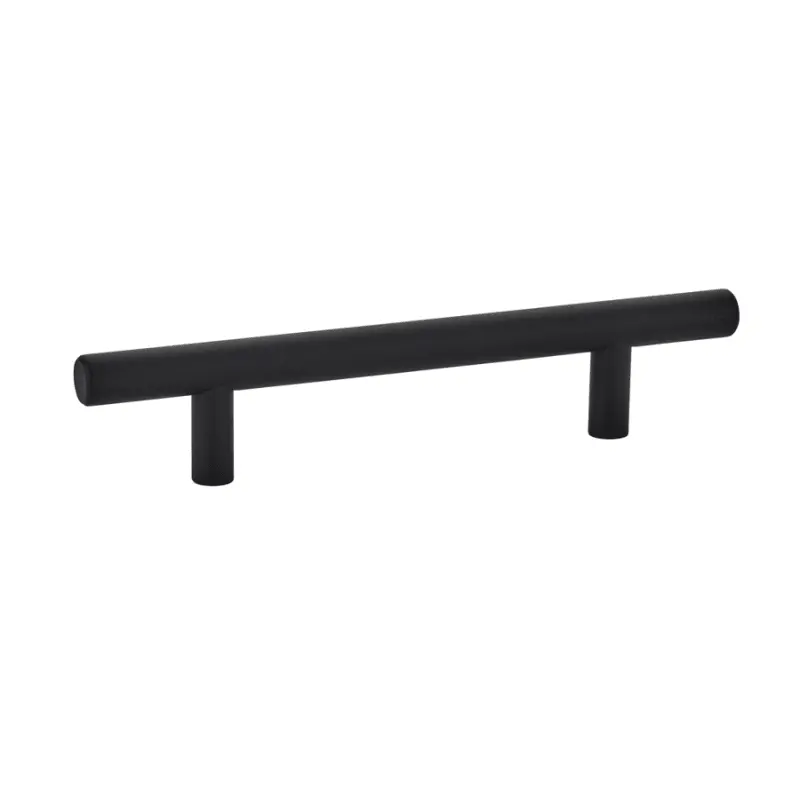 Emtek 86363US19 Single Brass Bar Handle, 8 inches Center-to-Center Flat Black Cabinet Pull, Single Pull
