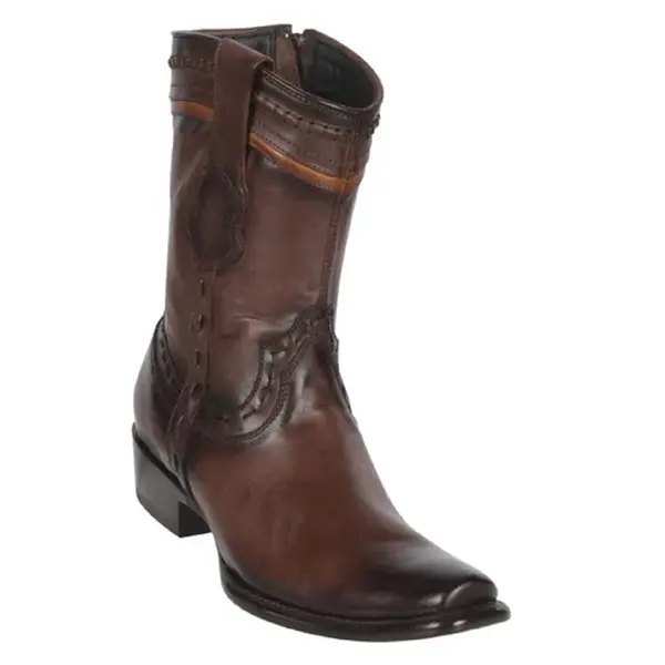 479B3816- King Exotic Dubai Ankle Toe Boots Pull Up Skin Faded Brown
