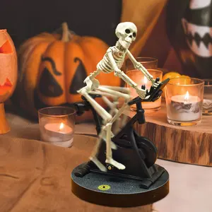 Halloween Skeleton Cycling Music Box, Battery Operated LED Light & Sound Decorative Ornament, Perfect for Indoor Party Decoration