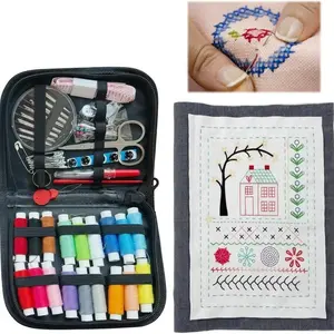 Embroidery Guide Book, Linen DIY Embroidery Kit, Includes Sewing Tools, Comprehensive Pattern Guide, Portable for Craft Enthusiasts