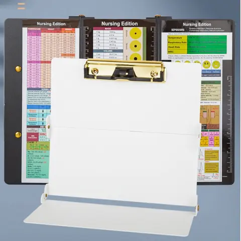 Multi-Color Nursing Clipboard with Nursing and Medical Edition Cheat Sheets - Aluminum Foldable Nurse Clipboard for Nursing Students Office Accessories Office Supplies