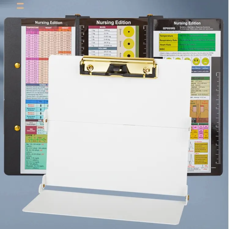 Multi-Color Nursing Clipboard with Nursing and Medical Edition Cheat Sheets - Aluminum Foldable Nurse Clipboard for Nursing Students Office Accessories Office Supplies