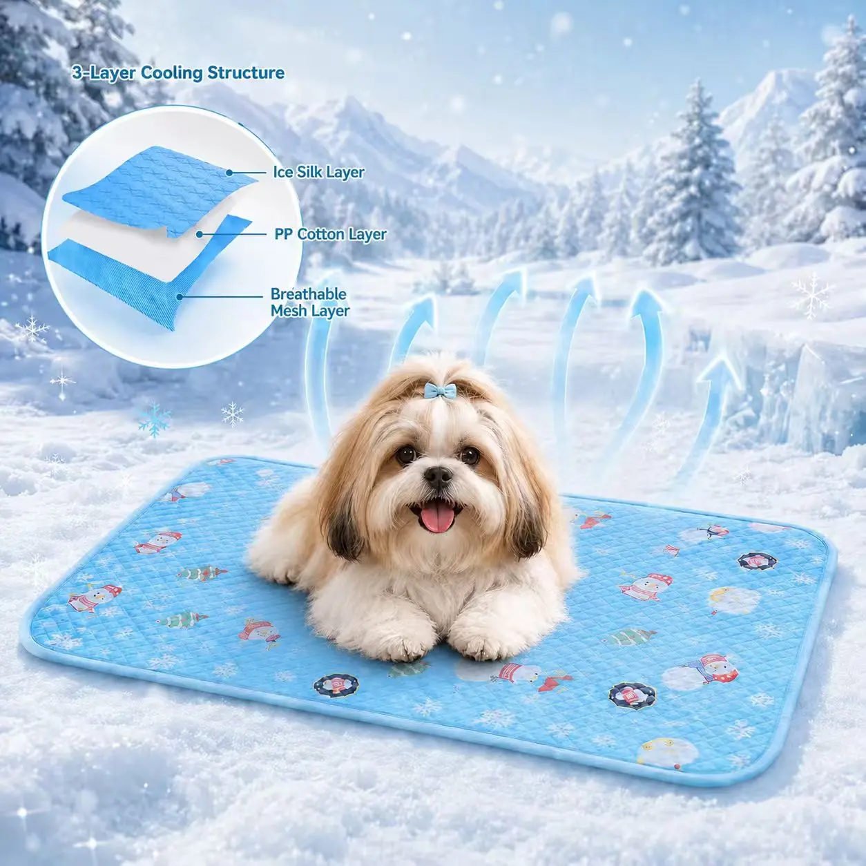 Size S Upgraded Ice Bean Cooling Mat for Dogs Cats, 3D Cool-Touch Breathable Pad with Instant Cooling Technology, Non-Slip Durable Pet Mat for Indoor & Outdoor Use, Summer Cozy Pet Bed Supplies