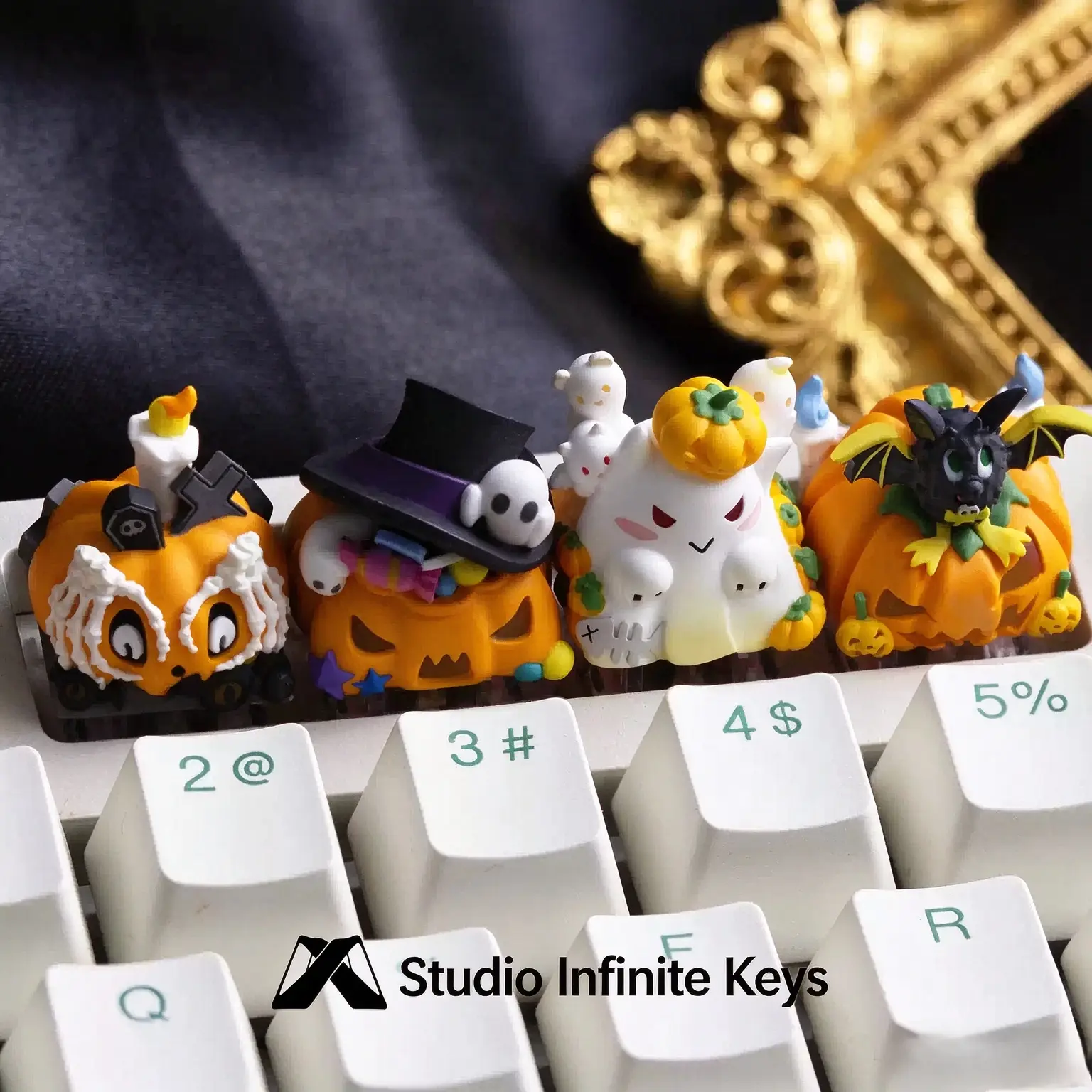 Cute Halloween Pumpkin Resin Artisan Keycap, Custom Single Keycap for Mechanical Keyboard