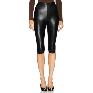 Commando Faux Leather Capri Legging in Black