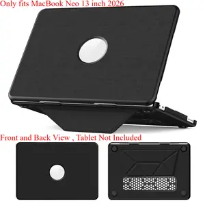 For MacBook Neo 13 Inch 2026 Case Laptop Sleeve with Snap Closure, Soft Velvet Lining & Magnetic Foldable Stand, Shockproof Protective Cover