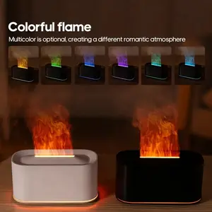 1pc 220ml Flame Ultrasonic Aroma Diffuser, 7 Colors Lighting Diffuser Machine, Portable USB Powered Essential Oil Desktop Diffuser Air Humidifier, Humidifier Atmosphere Light for Bedroom, Living Room, Decorate Home Environment