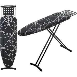 Ironing Board 43x13, Compact Iron Board Full Size with Heavy Duty Iron Rest, Thick Padded Cover, Adjustable Height, Sturdy Lightweight Steel Legs, Black