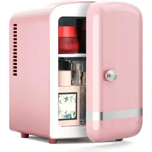 Kismile Retro Mini Fridge with Cooling & Warming Modes, 4L Compact Skincare & Beverage Fridge, Thermoelectric System, AC/DC Dual Power