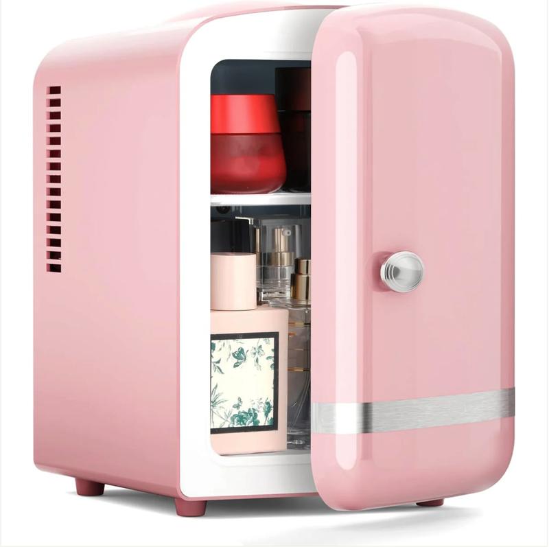 Kismile Retro Mini Fridge with Cooling & Warming Modes, 4L Compact Skincare & Beverage Fridge, Thermoelectric System, AC/DC Dual Power