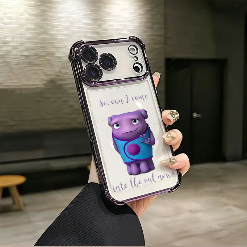 Custom Soft Silicone TPU Shockproof Smartphone Case - Cute Purple Alien Cartoon Aesthetic Vintage Design, Cellphone Accessories for iPhone 12-17 Plus Pro Max Ultra & Samsung 22-25 Plus Pro Max Ultra, Handheld Devices Christmas Gift