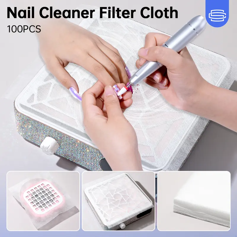 100pcs PP Material Disposable Manicure Dust Collector Filter Pads (Filter Paper, 19*24cm/7.48*9.45in) - Nail Care Vacuum Replacement Supplies for Salons, Traps Small Dust Particles to Protect Manicurists' Lungs
