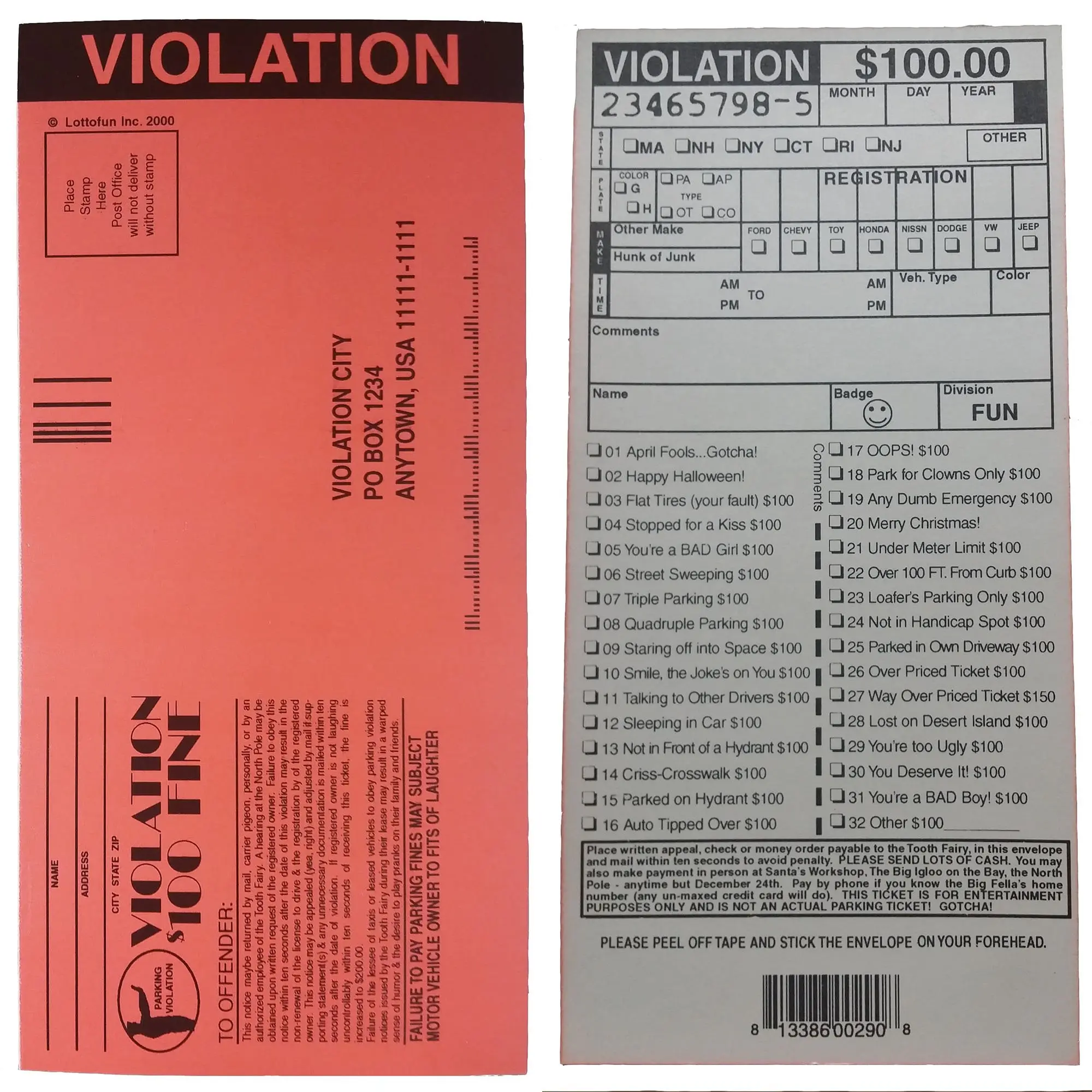 Set of 10-Fake Parking Tickets