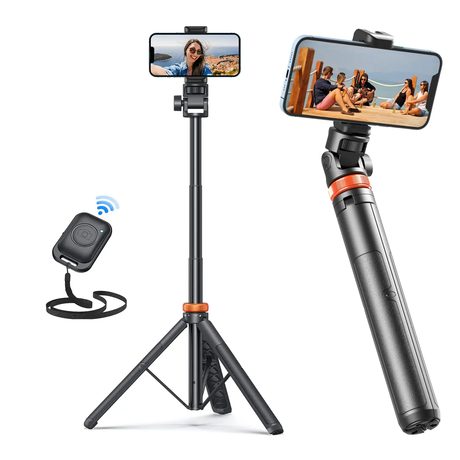 62" Phone Tripod: Your Go-To Stand for iPhone/Android, Complete with Selfie Stick Functionality and Remote Control. Reinforced Stability for iPhone 15