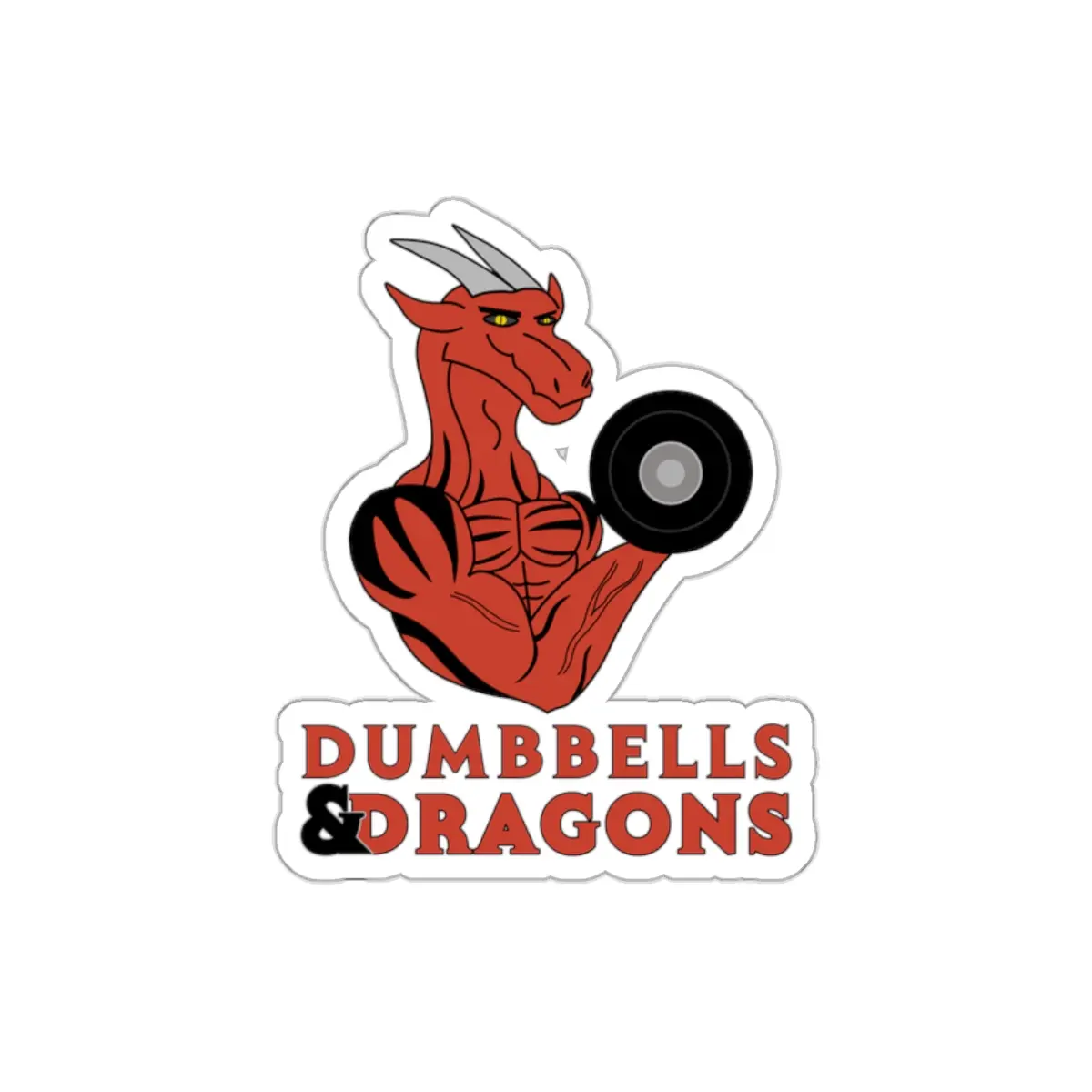 Dumbbells & Dragons Die-Cut Stickers, Fitness Stickers, Gym Decor, Dungeons & Dragons Merchandise, Cool Water bottle Laptop Decals, Gift for Gamers