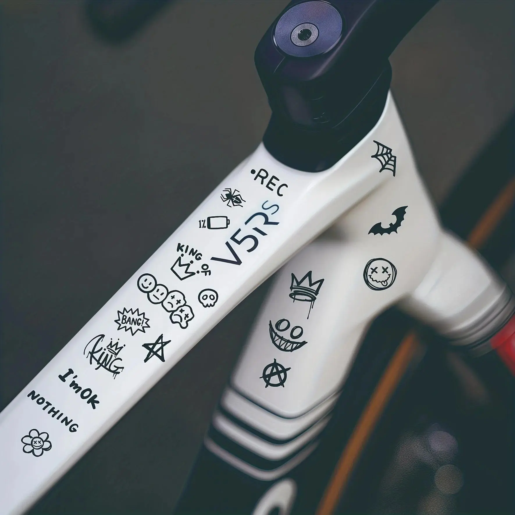 22 Piece Bike Frame Sticker Set | Suitable for mountain and road bikes, motorcycles and cars with animated patterns, glossy PVC, Motorcycle Stickers
