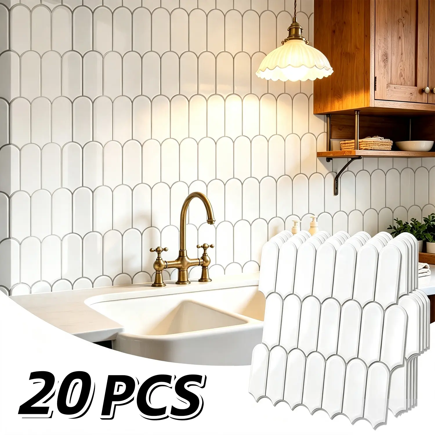 10/20 Pcs Peel-Stick 3D Backsplash Wall Panels - 12x12 in Glossy Art Deco Self-Adhesive Tile Stickers, Waterproof, Removable, Tenant-Friendly DIY Home Decor with Kitchen Decor Ideas for Kitchen, Bathroom