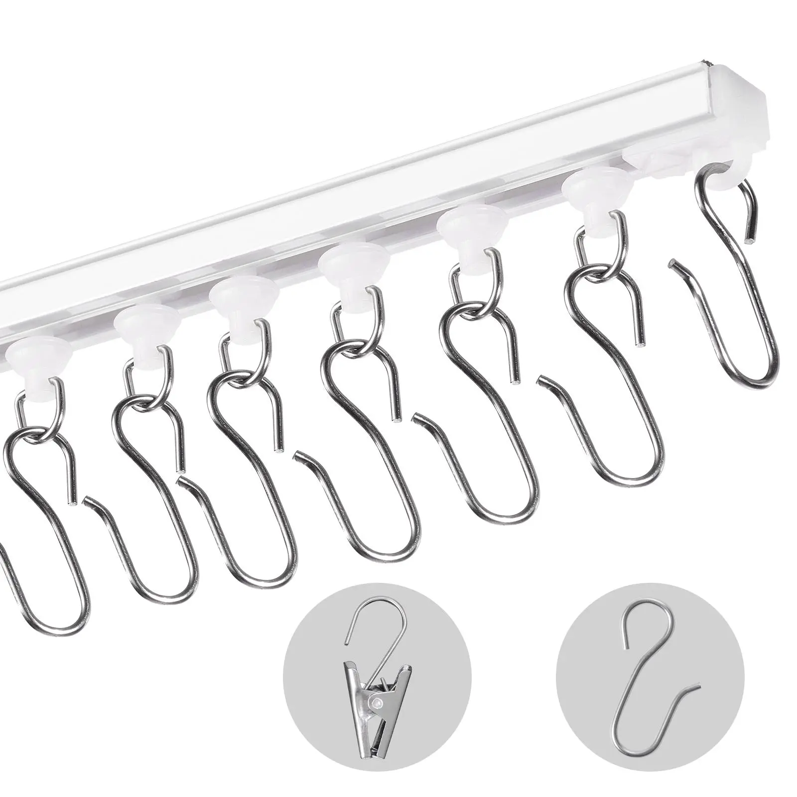 【summerfinds】VEVOR Ceiling Curtain Track Set, 9.9 FT/3 Meter, Self Adhesive, No Drill Ceiling Track System for Curtains, Room Divider Curtain Track Ceiling Mounted for Living Room with Hooks and Hardware, White