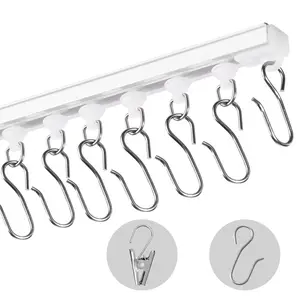 VEVOR Ceiling Curtain Track Set, Summervibes, 9.9 FT/3 Meter, Self Adhesive, No Drill Ceiling Track System for Curtains, Room Divider Curtain Track Ceiling Mounted for Living Room with Hooks and Hardware, White