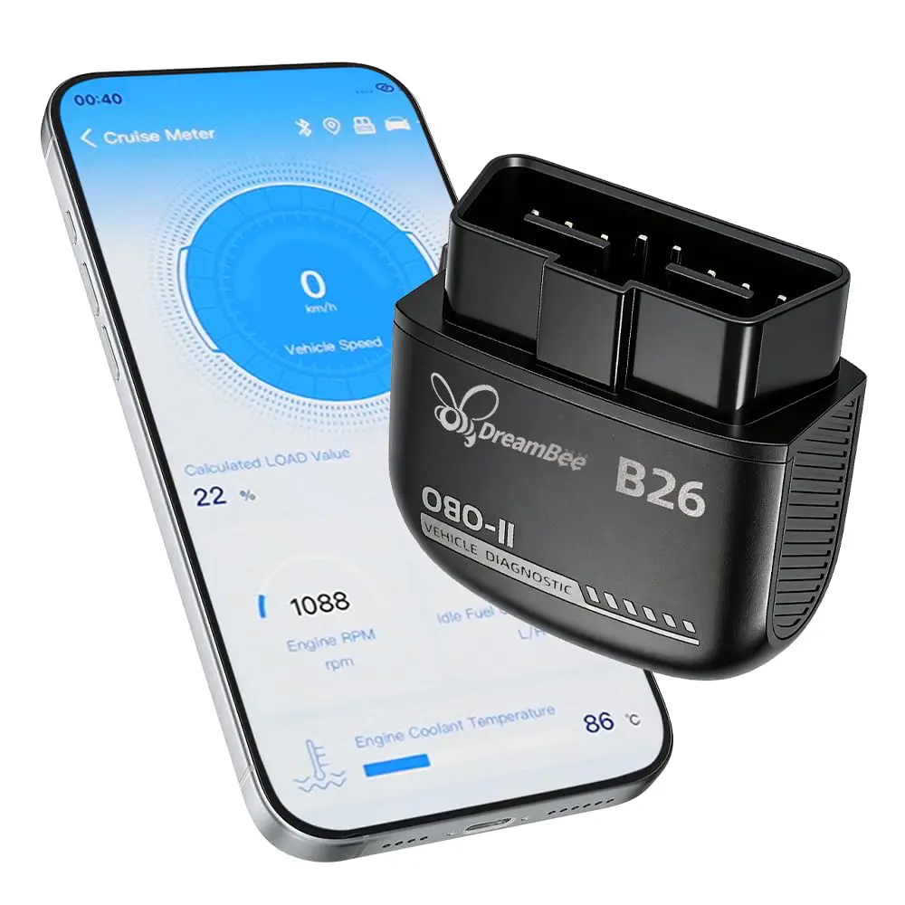 Dreambee B26 Handheld Wireless Bluetooth 5.1 OBD2 Scanner - 12V Gasoline Cars Plug-and-Play Vehicle Diagnostic Tool, Handheld Tool for iOS & Android, Reads/Clears Codes, Displays Real-Time Data for Daily Maintenance