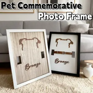 Wooden Pet Memorial Photo Frame Stand, Custom Dog Collar Picture Frame, Cute Cat Dog Pet Memorabilia, Creative Home Decor Gift