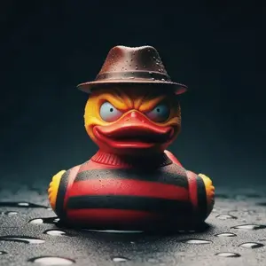 Horror Movie Theme Duck Figurine, Halloween Funny Desktop Decoration, Resin Collection Hand Model, Perfect Gift for Fans, Duck Collectible