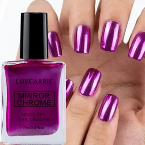Lovcarrie 17ml metallic purple nail polish with shimmering glitter; alcohol-free formula; long-lasting shine; perfect for parties and dates
