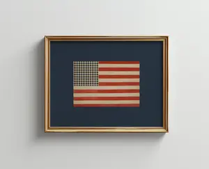 Preppy American Flag Wall Art |Fourth of July USA Poster | Rustic Americana Wall Decor