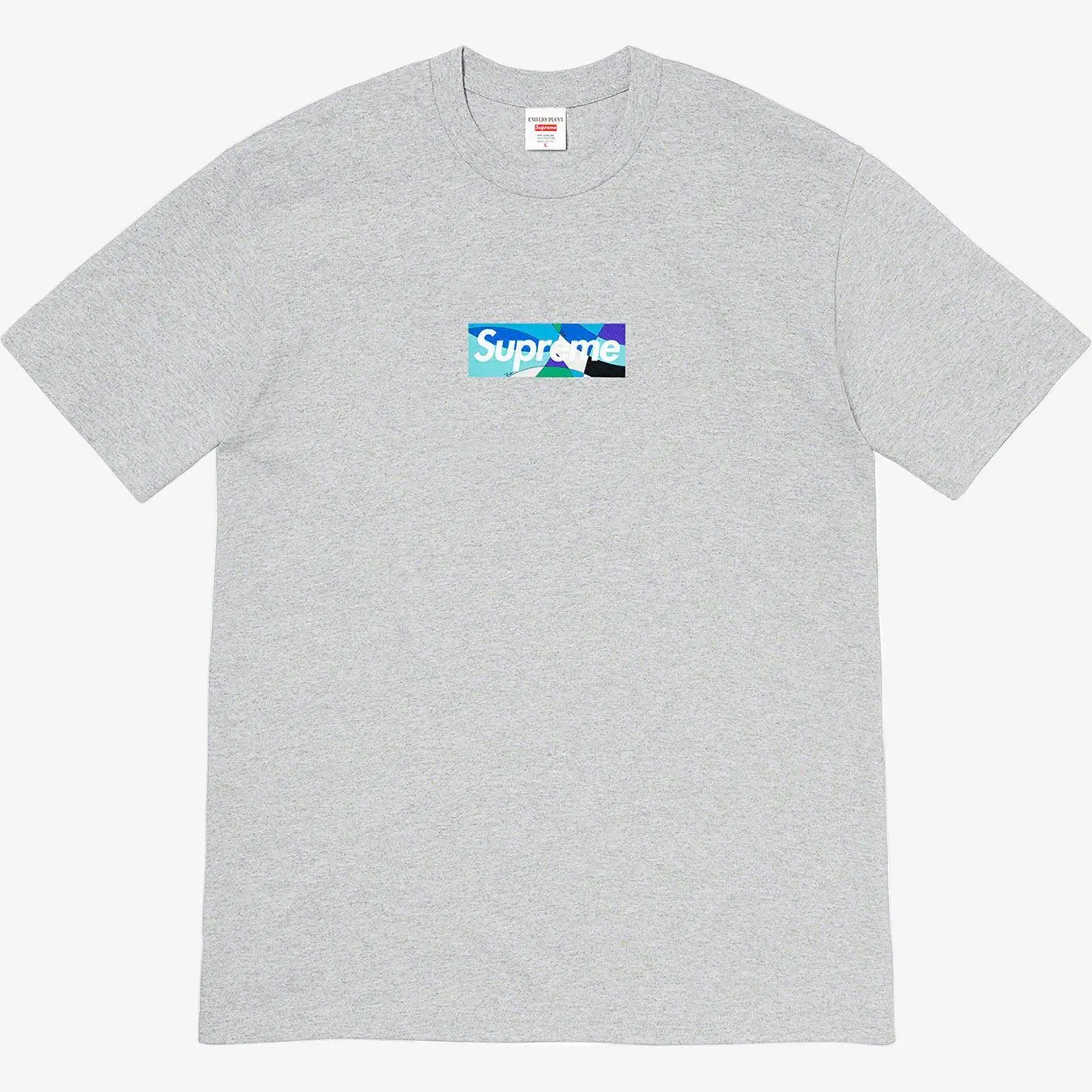 Supreme x Emilio Pucci Tee 'Box Logo' Heather Grey / Blue (SS21)