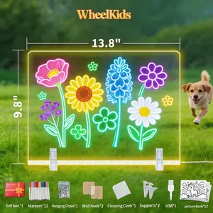 Gift with order WHEELKIDS 13.8 Inch Educational LED Drawing Board for Kids Light Up Art Pad Toddler Learning Toy Birthday Gift Boys Girls