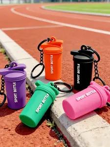 Mini Sport Shaker Bottle Keychain 3D Silicone Gym Fitness Water Bottle Pendant Key Ring Backpack Gym Bag Charm Gift for Men Women Gym Lovers Workout Enthusiasts