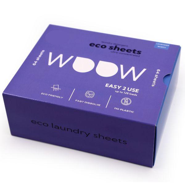 Eco-Friendly Laundry Detergent Sheets 64 Biodegradable Hypoallergenic Lavender Scent Travel-Friendly Natural Dissolvable Vegan Chemical-Free