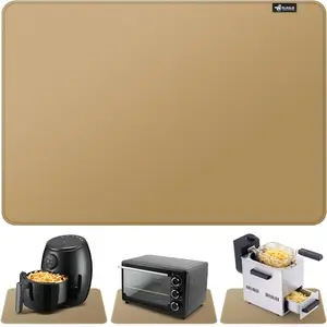 Heat Resistant Mat For Air Fryer, Fireproof Silicone Mats For Kitchen Counter, Countertop Protector, No-slip and Waterproof (16"X24", Brown)