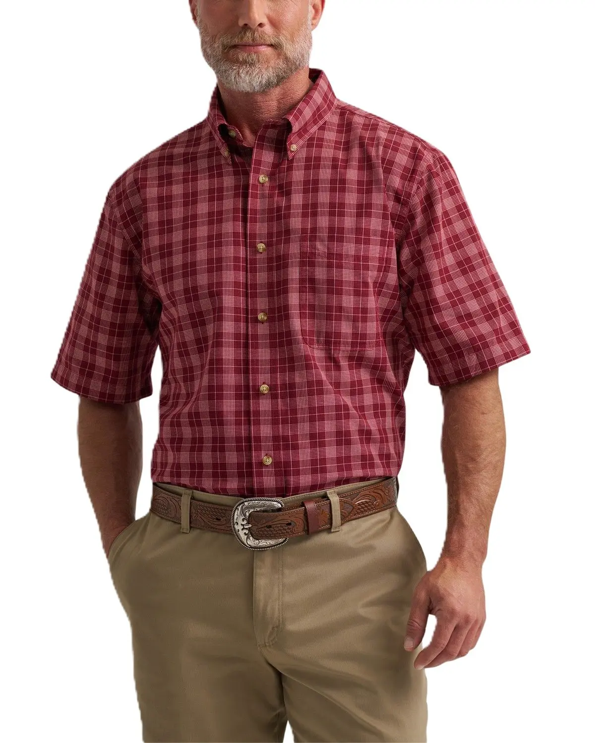 Wrangler Men's Riata Men'S Assorted Plaid Print Short Sleeve Button-Down - 112381687