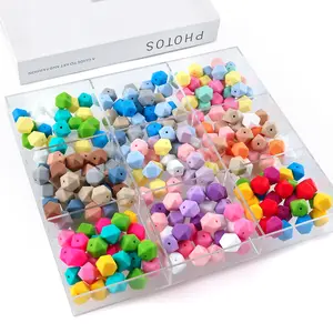 30Pcs 14mm Silicone Hexagonal Bead Set DIY Beads Assorted Colors and Styles DIY Bracelet Necklace and Earring Accessories Versatile Crafting Materials Perfect for Creative Projects and Gifts