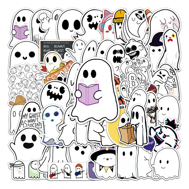 50pcs Ghost Creative Series Stickers, Perfect for Scrapbooks Journals Laptops Water Bottles Cars, Inspirational Gift Design, Halloween