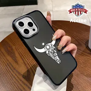 Phone case for iPhone 16 Pro Max 15 Plus 14 13 12 11 Desert Bull Sketch Non-Yellowing Silicone Transparent Drop Protective Cover