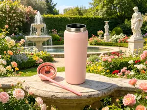 Rose pink Water bottle 32oz, 945ML, freesip,with straw,heat preservation time more than 24 hours, cold and hot water can be insulated, can make coffee, frozen drinks, , exquisite workmanship,  indoor and Outdoor use. Thermo Tumbler Portable Drinkware