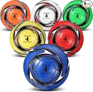 6 Pcs Soccer Balls Bulk with Pump Carry Bag Official Size 3 4 5 Soccer Ball for Indoor Outside Game Training Practice Back to School Sport Gift for Students Adults