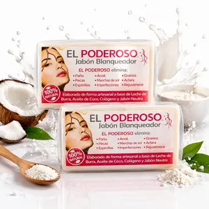 2 Pack - El Poderoso Jabon Handmade Soap  El Poderoso Skincare 100g Goat Milk - Coco -Colageno Soap Facial