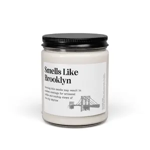 Smells Like Brooklyn Candle 9 oz Clear Jar NYC Souvenir Gift for Brooklyn Lovers