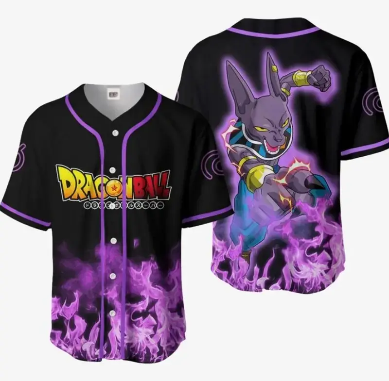 Anime Inspired Baseball Jersey, Custom Saiyan Style Mesh Button-Up Shirt, Unisex Fan Apparel