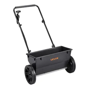 VEVOR Walk-Behind Push Spreader, 50LBS Capacity, Drop Spreader with Hopper Grate, 18 in Spreading Width & 30 Settings, 10 in All Terrain Tires, Garden & Lawn Spreaders for Seed, Fertilizer, Salt