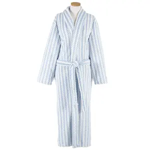 Bubble Stripe Fleece Bath Robe