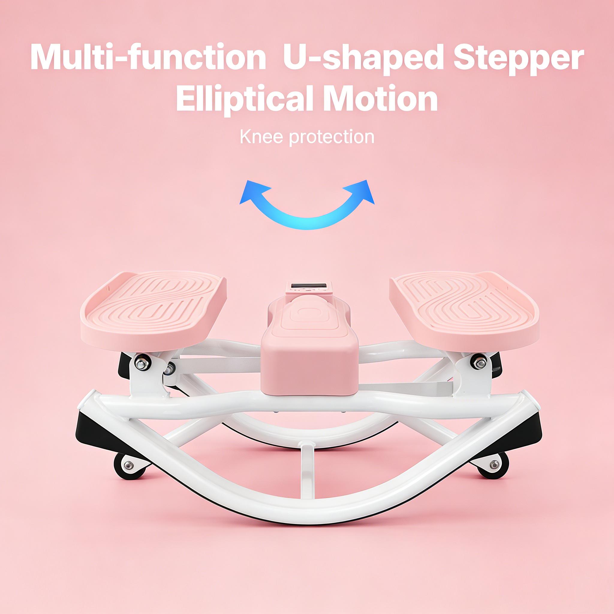 Ranbro U-Shaped Stepper Machine for Home Gym, Portable Elliptical Motion Fitness Equipment for Cardio & Leg Training, Multi-Directional Stepper with Anti-Tip Design, Compact Under Desk Exercise Gear for Full Body Wellness, Quiet Home Workout Station