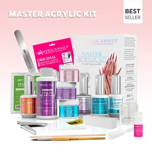 Americanails Master Acrylic Kit - Includes Free Mini Silicone Training Mat, Nail Drying Tool, Brush, Nail Form & More for Sculpting Acrylic Nails