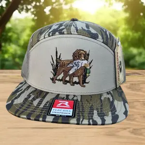 [SAVE upto 49%] Boykin Mallard Bottomland Camo Snapback Hat, 7 Panel Embroidered Duck Hunting Cap, White & Brackish Camo Trucker Hat, Waterfowl Hunter Gift for Men