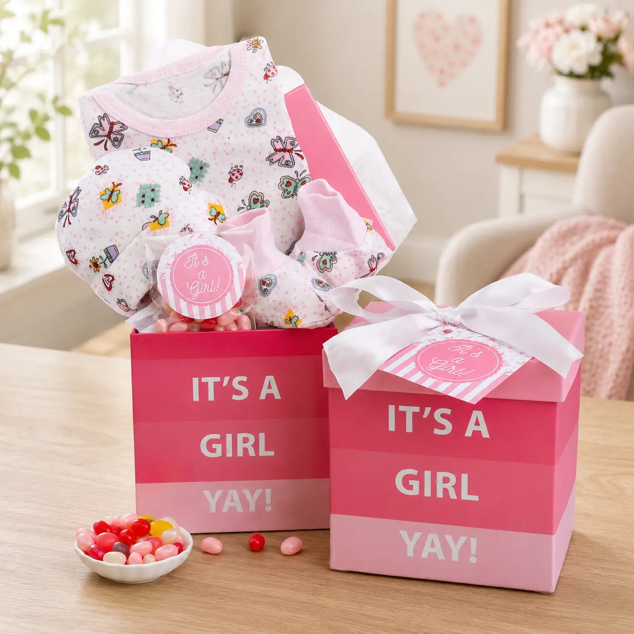 It's A Girl New Baby Gift Basket